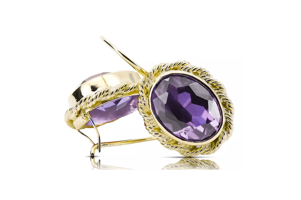 Олександрит 14K Жовте золото Сережки Вінтаж прикраси vec007y